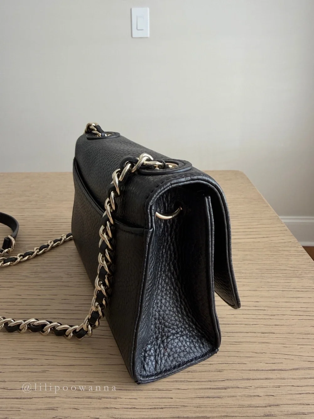 Tory Burch Black Pebbled Leather Chain Crossbody Bag